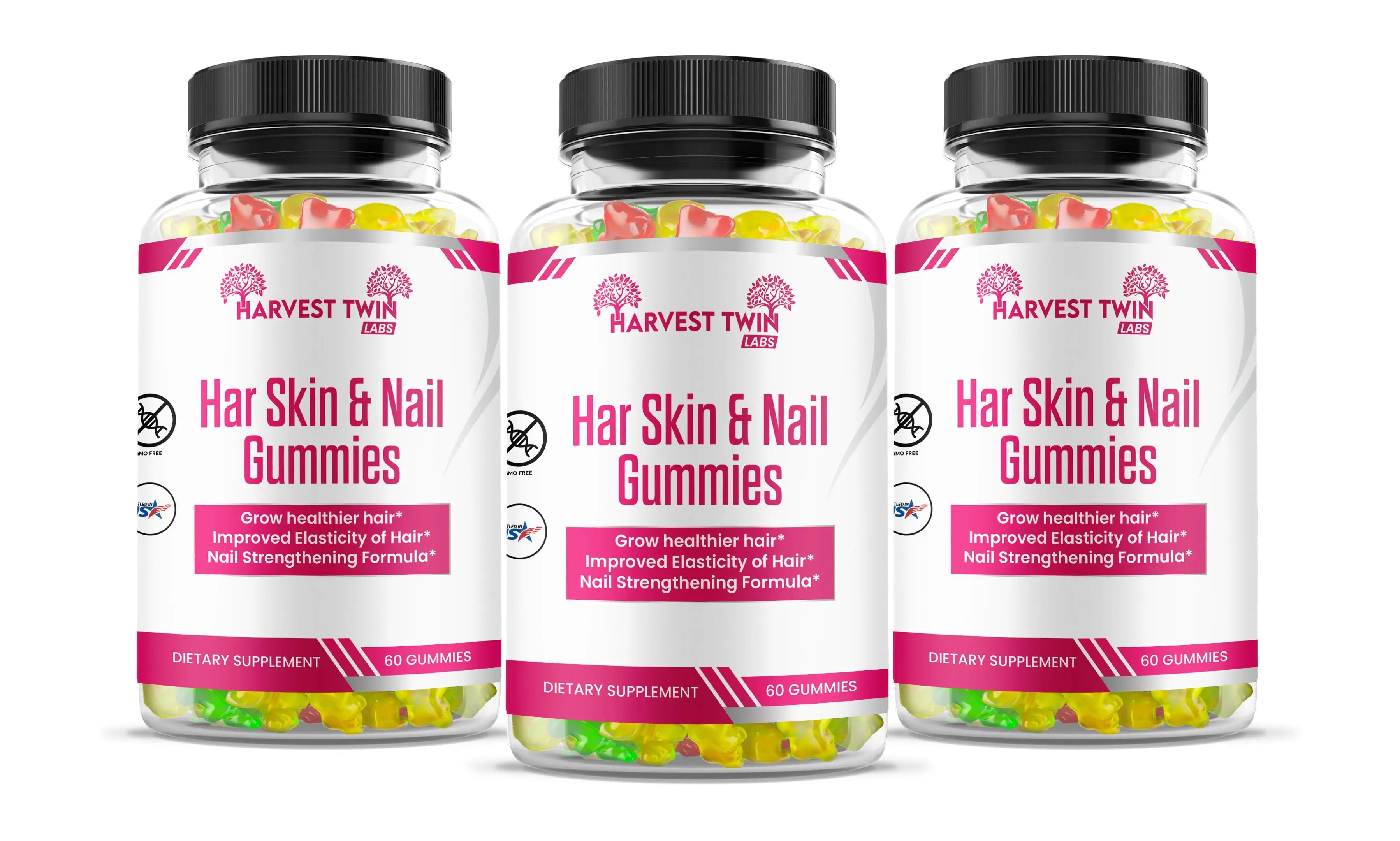Hair Skin & Nails Gummies Harvest Twin Labs 3-Pack