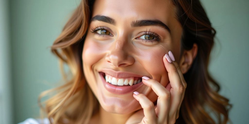 Woman applying vitamin C serum