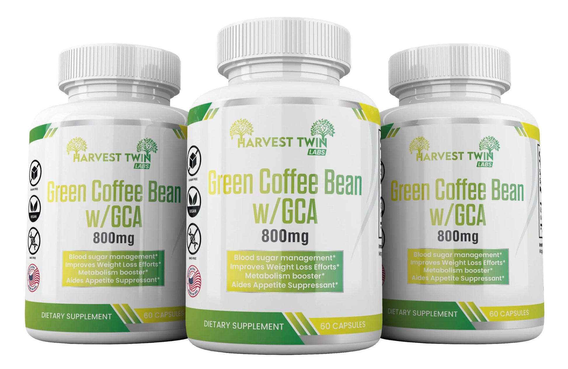 Green Coffee Bean w/GCA - 800mg Harvest Twin Labs 3-Pack