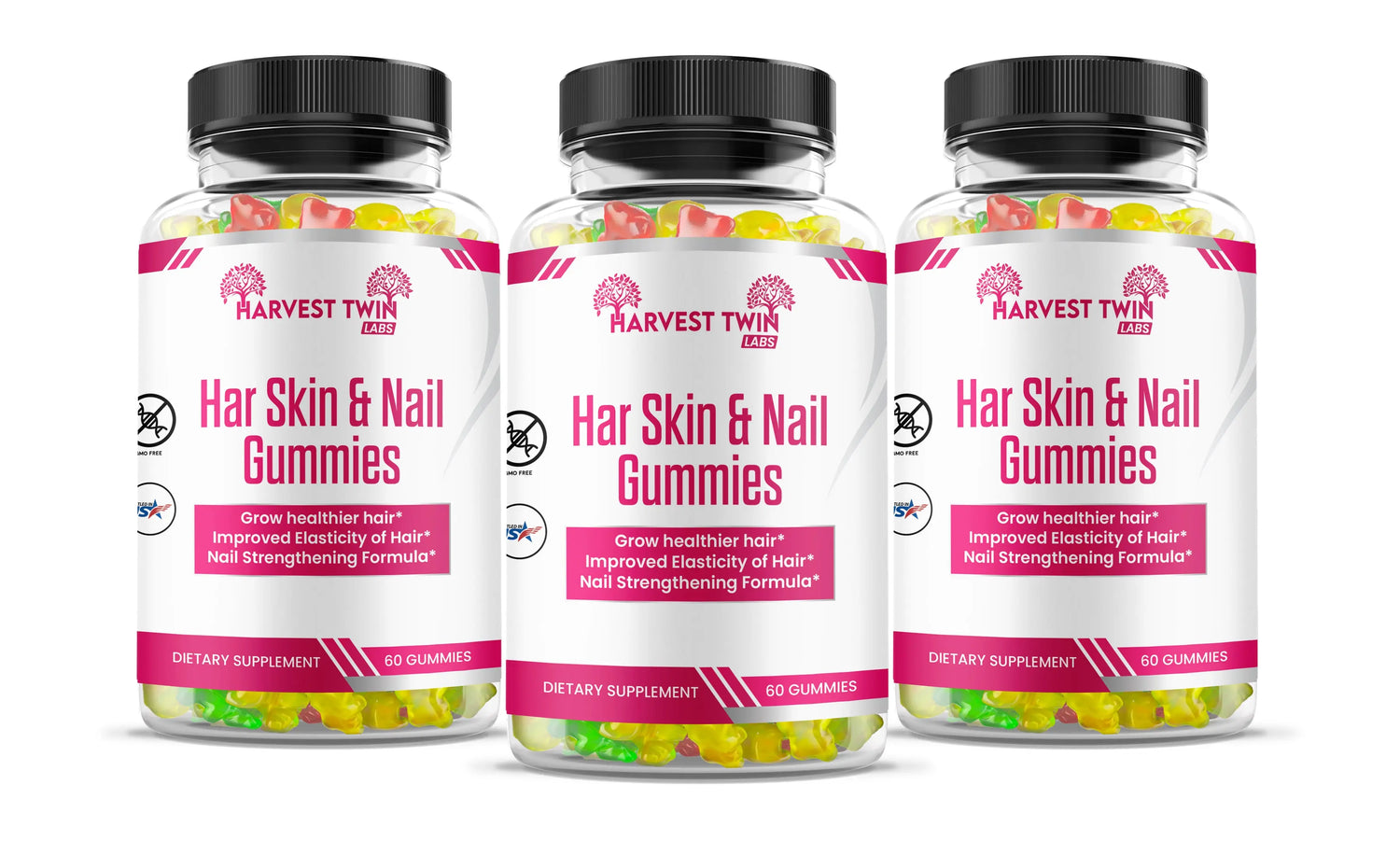 Hair Skin &amp; Nails Gummies Harvest Twin Labs 3-Pack